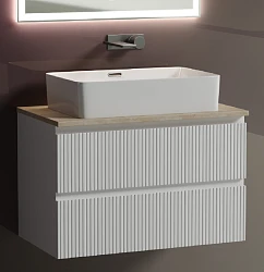 Тумба с раковиной Sancos Snob T 80 с бежевой столешницей, белая