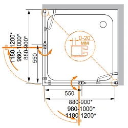 Душевой уголок Cezares Elena 100x100см ELENA-W-A-22-100-P-Cr профиль хром, стекло рифленое