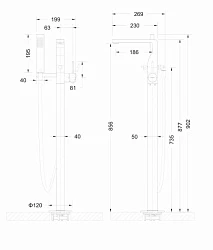 Напольный смеситель для ванны с душем Bravat Arc F66061C-B3-ENG хром