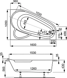 Акриловая ванна Vagnerplast Selena 160x105 VPBA163SEL3PX-04 правая, белая глянцевая