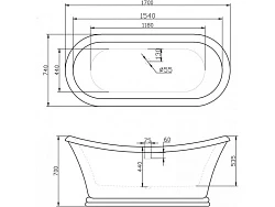 Акриловая ванна BelBagno 170x74x60 BB09 белая глянцевая