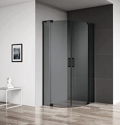 Душевой уголок Cezares Slider 90x90см SLIDER-R-2-80/90-GRIGIO-NERO профиль черный, стекло серое