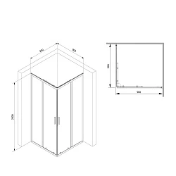 Душевой уголок AM.PM Gem S 90x90см W93G-403-090BT профиль черный, стекло прозрачное