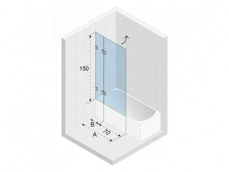 Шторка на ванну Riho VZ Scandic NXT X109 90x150см L G001145121 профиль черный, стекло прозрачное