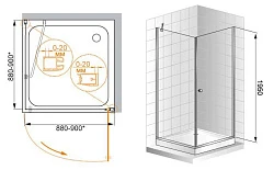 Душевой уголок Cezares Elena 90x90см ELENA-W-A-1-90-P-Cr-L профиль хром, стекло рифленое