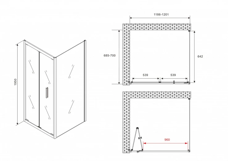 Душевой уголок ABBER Sonnenstrand 120x70см AG07120-S70 профиль хром, стекло прозрачное