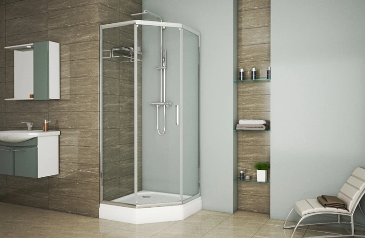 Душевой уголок Bravat Line 90x90см BS090.6115A профиль хром, стекло прозрачное