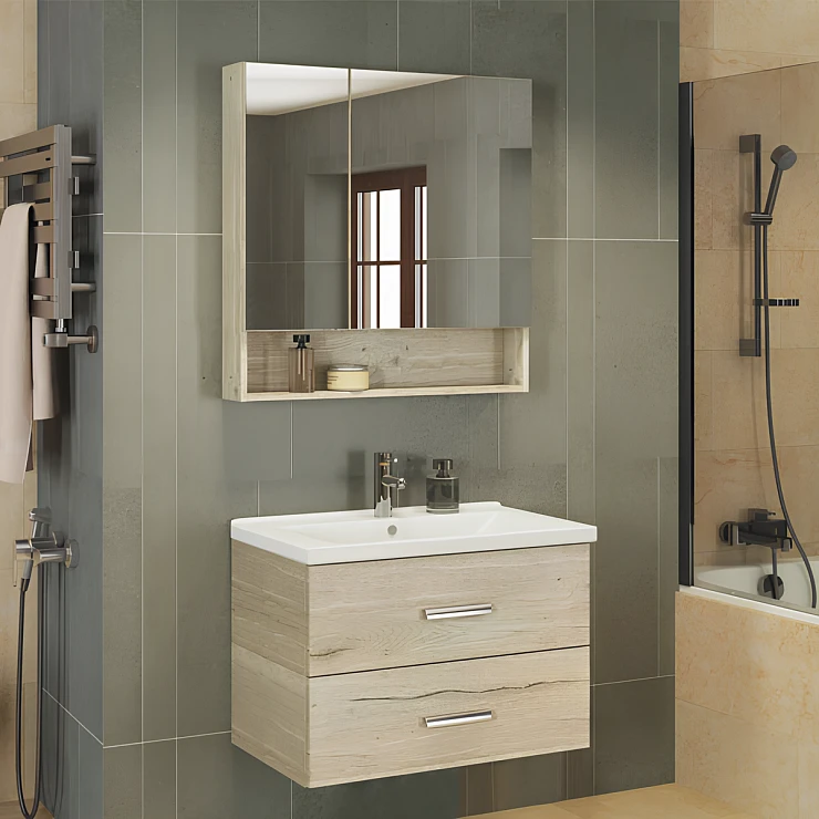 Тумба с раковиной Comforty Парма 80 00004143491CF дуб дымчатый