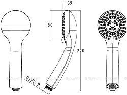 Душевая лейка Bravat Eco P70136CP-1-RUS пластик, хром