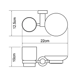 Стакан Wasserkraft Donau K-9426C с мыльницей, белый / хром
