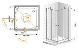 Душевой уголок Cezares Elena 90x90см ELENA-W-A-22-90-P-Cr профиль хром, стекло рифленое