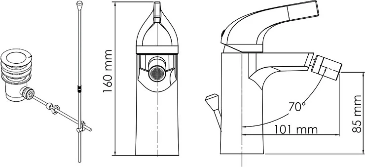 Смеситель для биде Wasserkraft Sauer 7106 золото