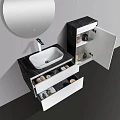 Тумба с раковиной Black & White Universell 80 U907.0800 белый / черный