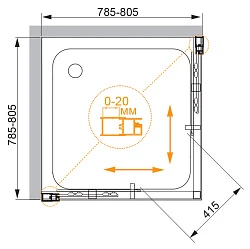 Душевой уголок Cezares Momento 80x80см MOMENTO-A-2-80-C-Cr профиль хром, стекло прозрачное