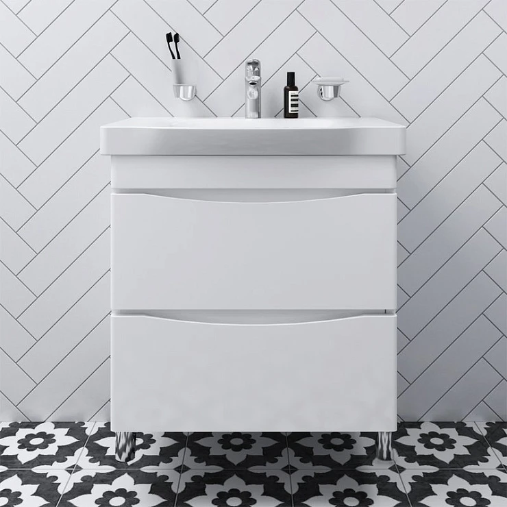 Тумба с раковиной AM.PM Like 65 напольная, белый глянец Тумба с раковиной AM.PM Like 65 напольная, белый глянец