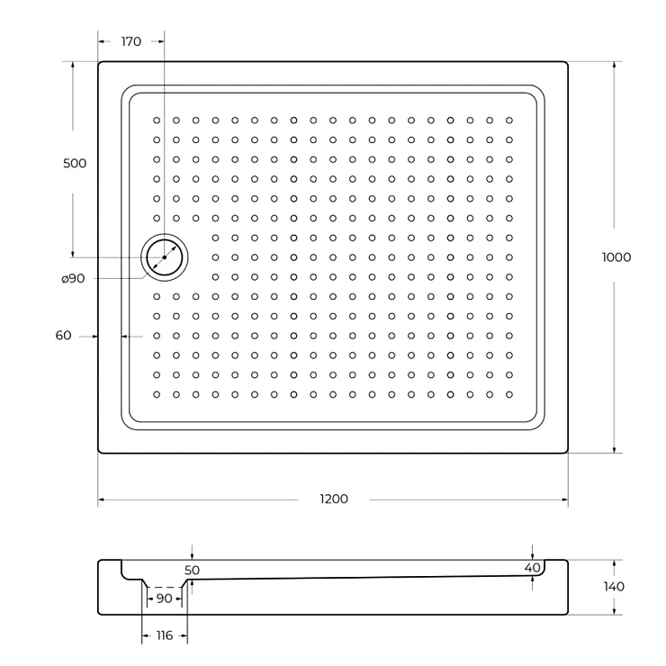 Душевой поддон Cezares 120х100см TRAY-A-AH-120/100-15-W белый