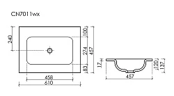 Раковина встраиваемая Ceramica Nova Grace 60см CN7011MBwx черная матовая