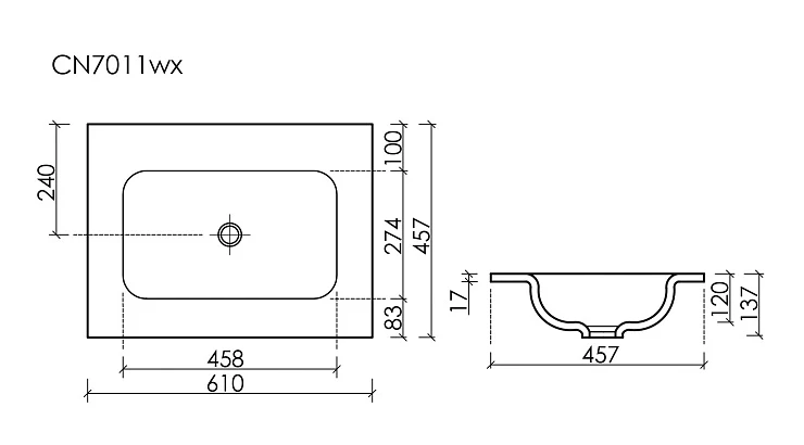 Раковина встраиваемая Ceramica Nova Grace 60см CN7011wx белая