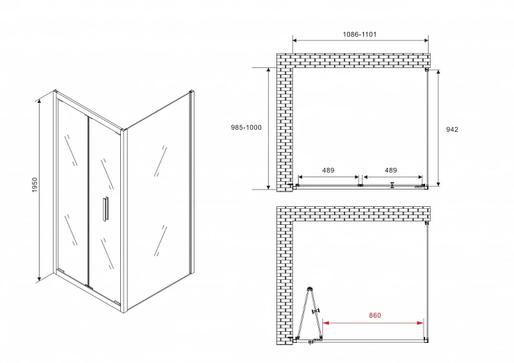 Душевой уголок ABBER Sonnenstrand 110x100см AG07110-S100 профиль хром, стекло прозрачное