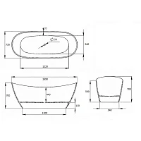 Каменная ванна пристенная Azario Salieri 170 169х77 плоский перелив (AZ-81031)