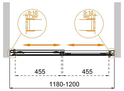 Душевая дверь в нишу Cezares 120см TANDEM-SOFT-BF-2-120-P-Cr профиль хром, стекло рифленое