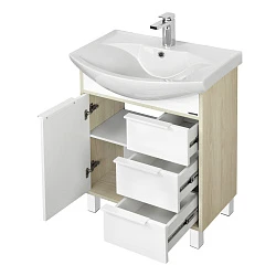 Тумба под раковину Aquaton Рико 65 1A213301RIB90 белая / ясень фабрик