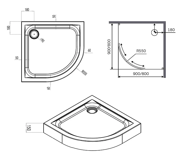 Душевой поддон AM.PM X-Joy 90x90см W88T-205-090W белый