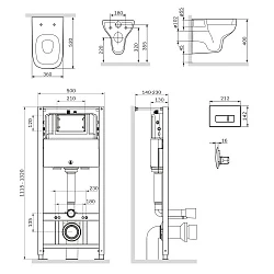 Инсталляция с унитазом и клавишей AM.PM Like IS48051.801700 белый, синий, хром