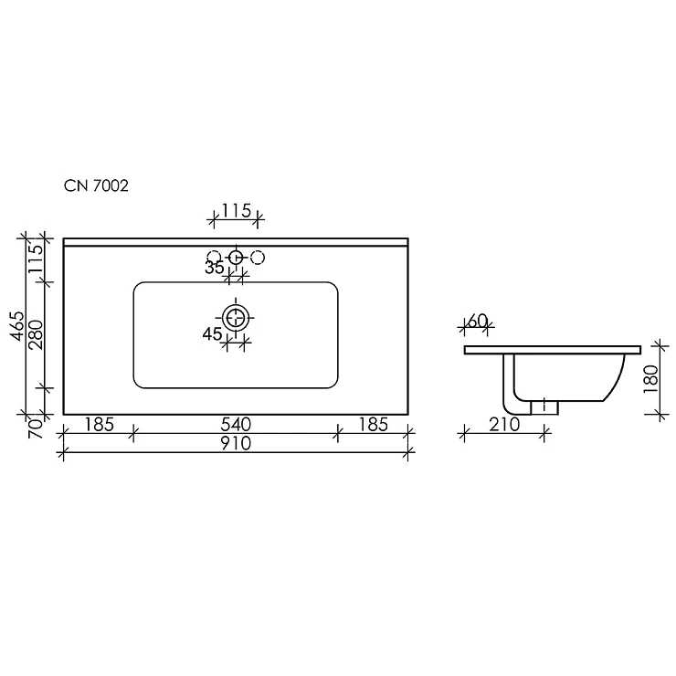 Раковина встраиваемая Ceramica Nova Element 90см CN7002 белая глянцевая