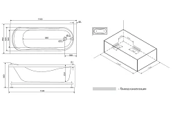 Акриловая ванна Damixa Origin Evo 150x70 82A-150-070W-A белая глянцевая