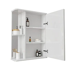 Зеркальный шкаф подвесной SanStar Универсальный 50 с полками для ванной комнаты белый