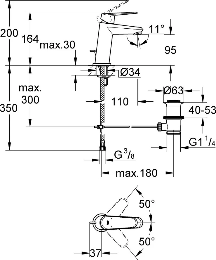 Смеситель для раковины Grohe Eurodisc Cosmopolitan 23049002 хром