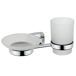 Стакан Fixsen Kvadro FX-61306+08 с мыльницей, хром