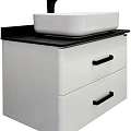 Тумба с раковиной Comforty Амстердам 75 00-00004668CF белая, с черной матовой столешницей