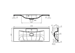 Раковина встраиваемая BelBagno Marino 120см BB1200/450-LV-MR-PR белая