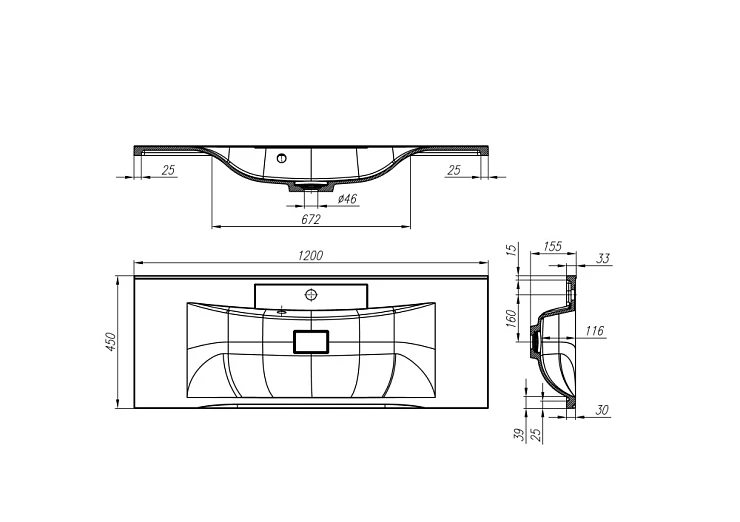 Раковина встраиваемая BelBagno Marino 120см BB1200/450-LV-MR-PR белая