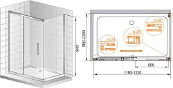 Душевой уголок Cezares Premier Soft 120x100см PREMIER-SOFT-W-AH-1-120/100-C-Cr-IV хром, прозрачное