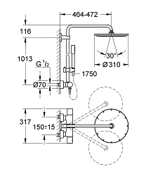 Душевая стойка Grohe Rainshower System 310 27966000 хром