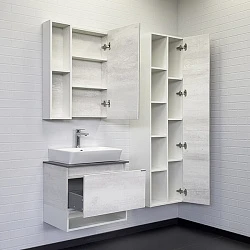 Тумба с раковиной Comforty Прага-60 00-00014535CF дуб белый, с графитовой столешницей