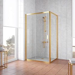 Душевой уголок Vegas Glass ZP+ZPV Tur Novo 120*100 09 01 профиль золото, стекло прозрачное