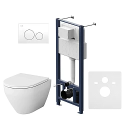 Инсталляция с унитазом и клавишей AM.PM Spirit 2.0 IS49001.701700 белый, синий