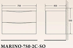 Тумба с раковиной BelBagno MARINO-750-2C-SO-BL-P