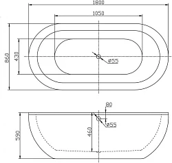 Акриловая ванна BelBagno 180x90 BB13-1800 белая глянцевая