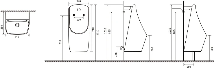 Писсуар SantiLine SL-6004 белый глянец