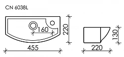 Раковина подвесная прямоугольная  с крепежом (чаша слева, отверстие под смеситель справа) Element 