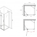 Душевой уголок ABBER Zart 90x80см AG08090-S81 профиль хром, стекло прозрачное