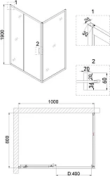 Душевой уголок Niagara Nova 100x80см NG-62-10A-A80 профиль хром, стекло прозрачное