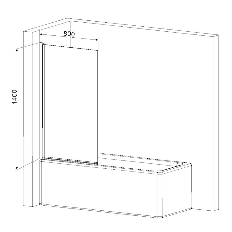 Шторка на ванну AM.PM Gem 80x140см W90BS-D080-140CT профиль хром, стекло прозрачное
