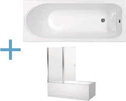 Акриловая ванна Aquanet West 160x70 со шторкой Aquanet Alfa 4 NF6222-pivot 204054 + 196049 белая