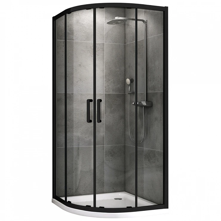 Душевой уголок ABBER Schwarzer Diamant 90x90см AG01090B профиль черный, стекло прозрачное